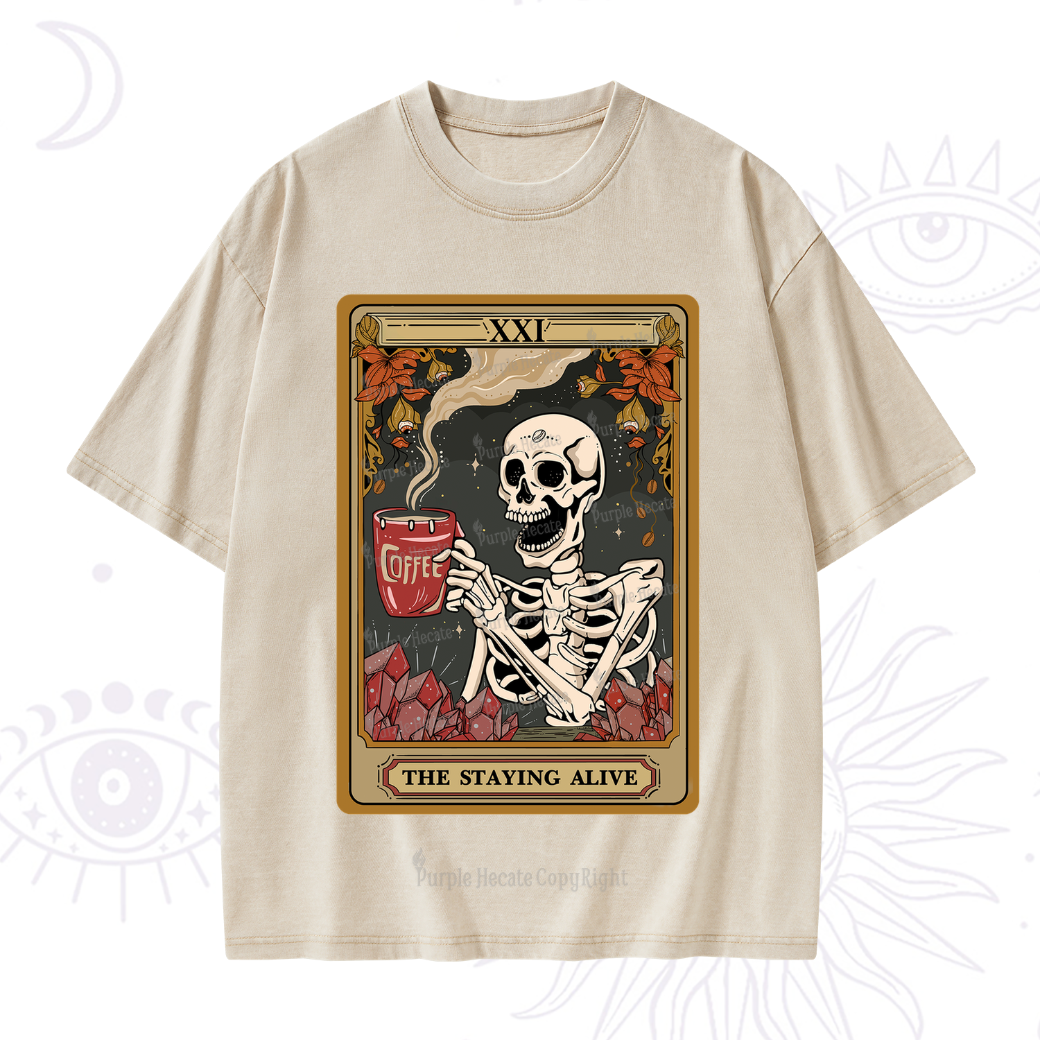 Purplehecate The Stating Alive Tarot Card Washed T-Shirt