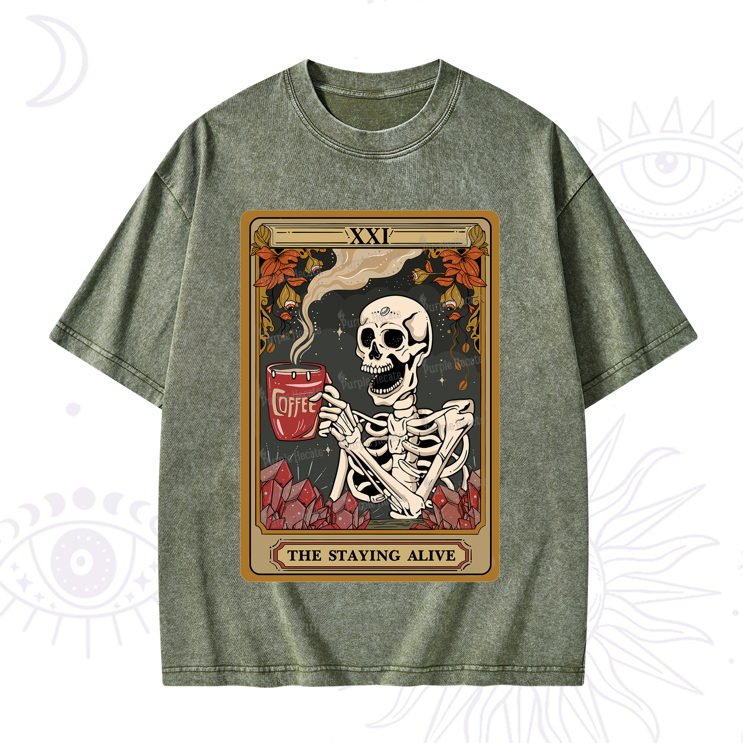 Purplehecate The Stating Alive Tarot Card Washed T-Shirt