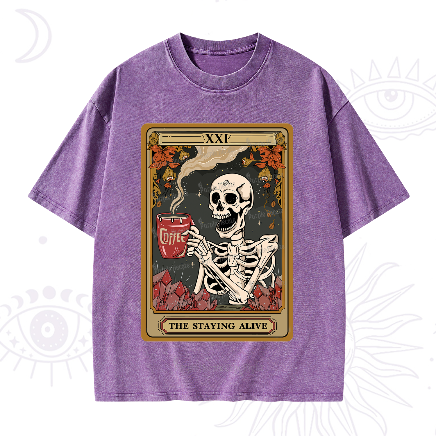 Purplehecate The Stating Alive Tarot Card Washed T-Shirt
