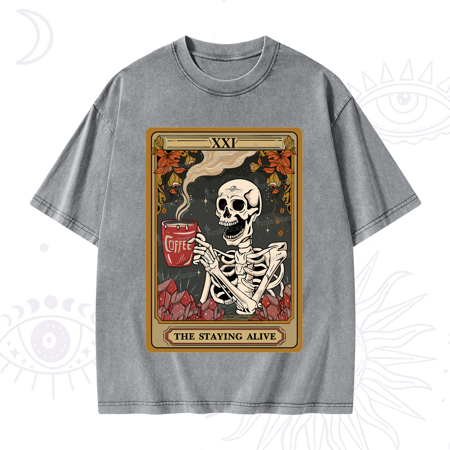 Purplehecate The Stating Alive Tarot Card Washed T-Shirt