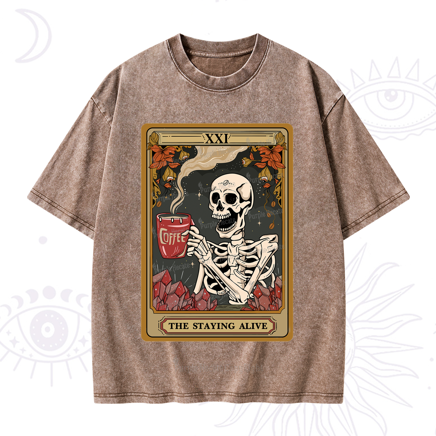 Purplehecate The Stating Alive Tarot Card Washed T-Shirt