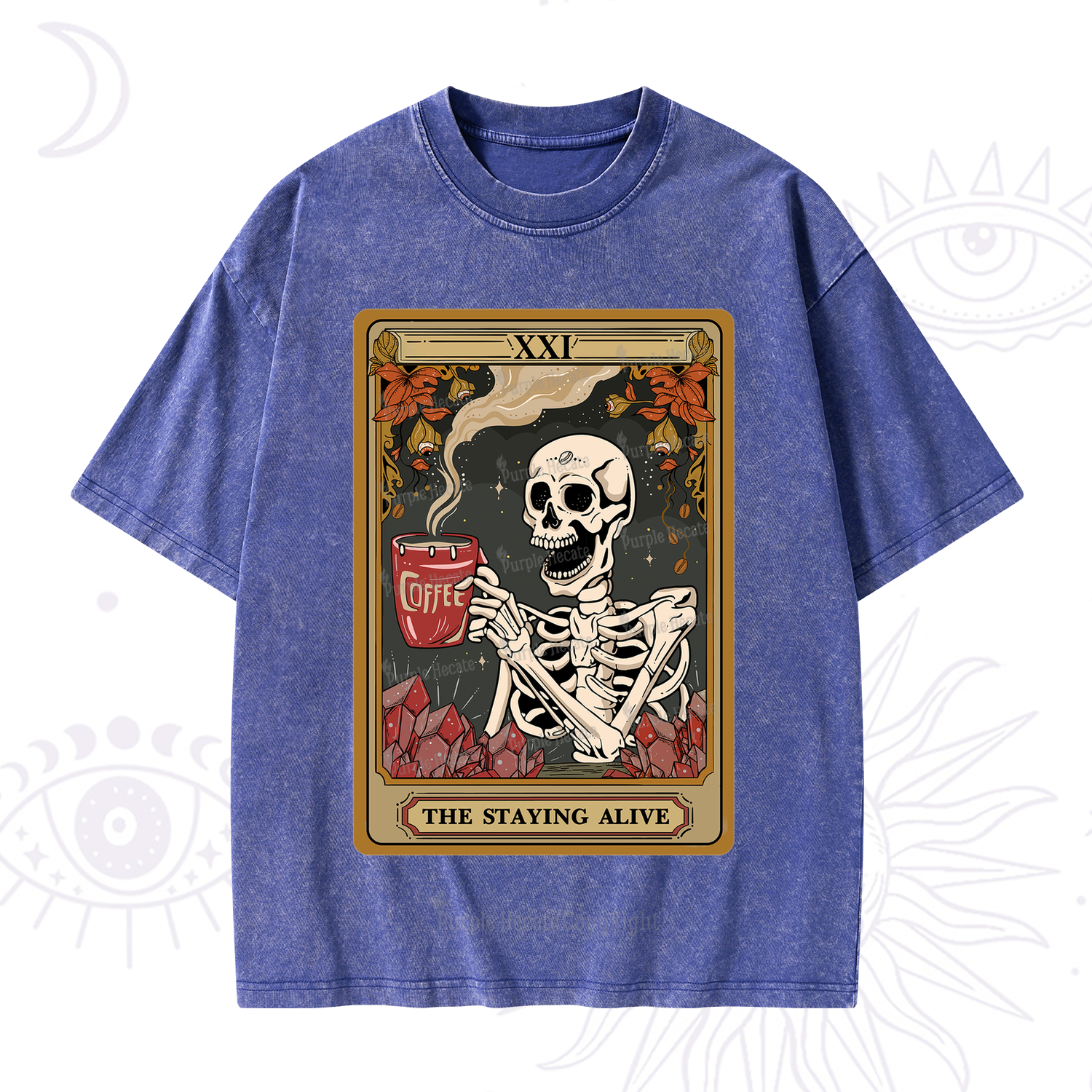 Purplehecate The Stating Alive Tarot Card Washed T-Shirt