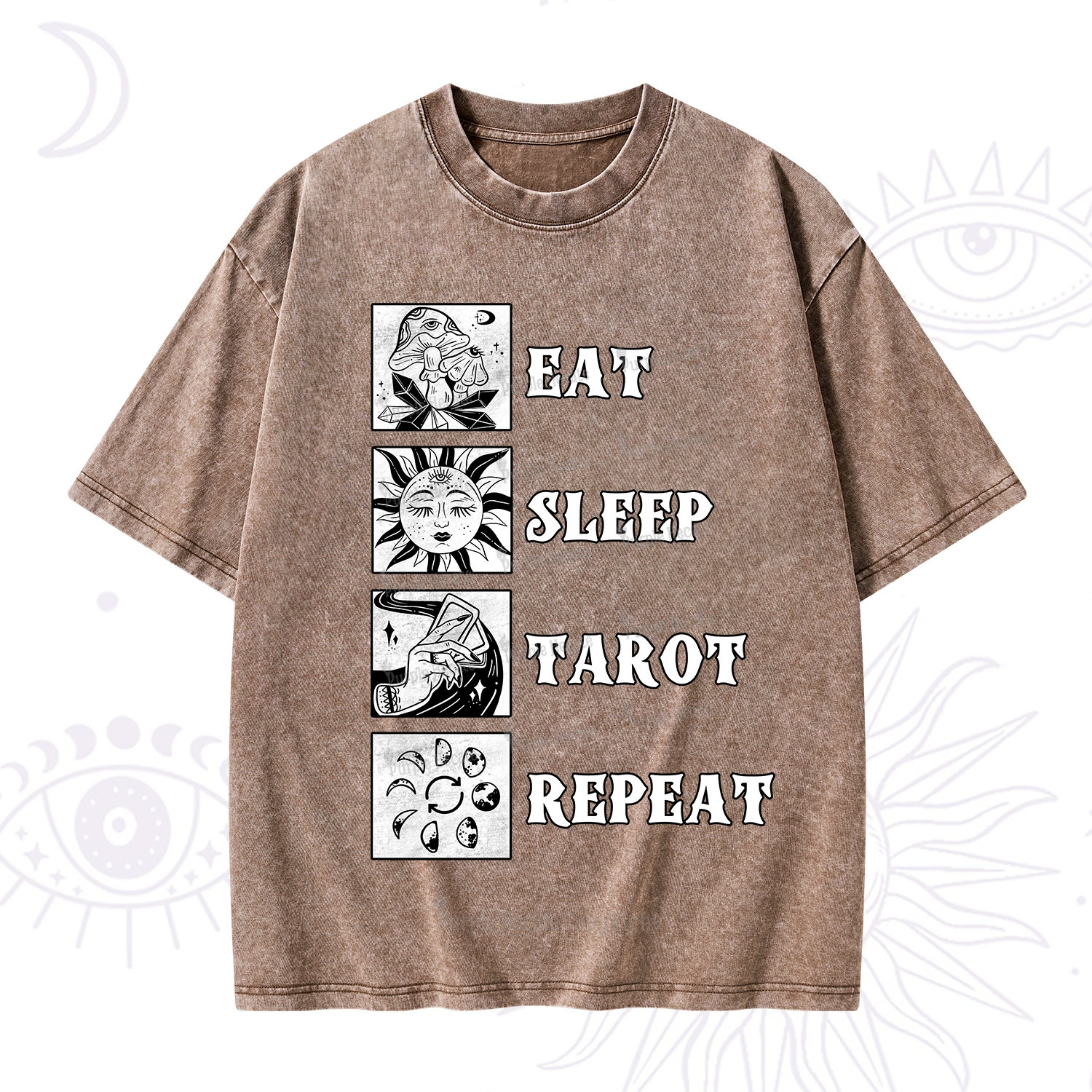 Purplehecate Eat Sleep Tarot Repeat Washed T-Shirt