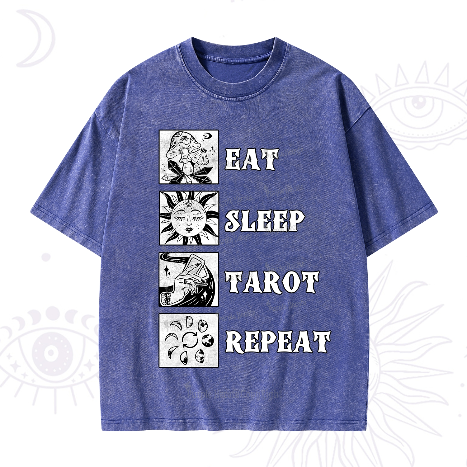 Purplehecate Eat Sleep Tarot Repeat Washed T-Shirt
