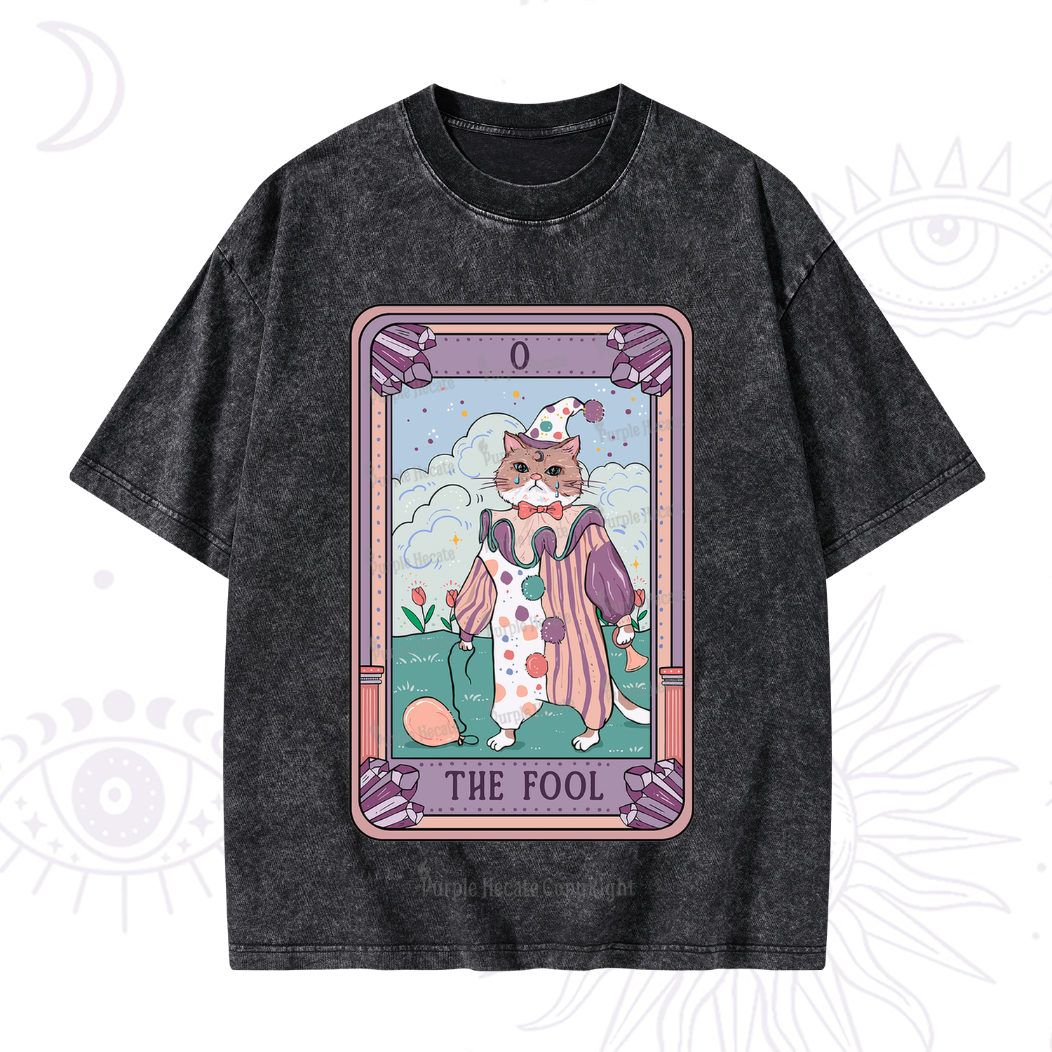 Purplehecate The Fool Tarot Card Washed T-Shirt