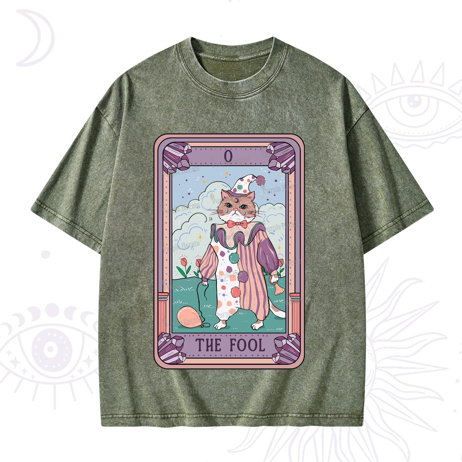 Purplehecate The Fool Tarot Card Washed T-Shirt