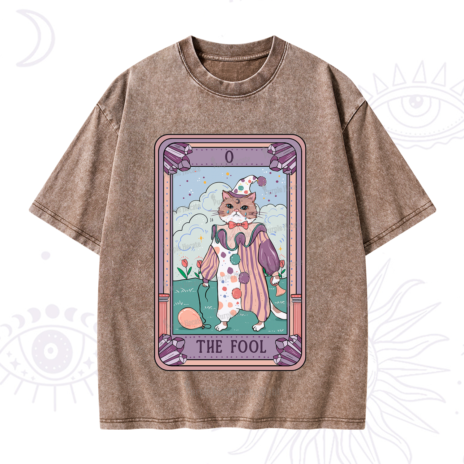 Purplehecate The Fool Tarot Card Washed T-Shirt