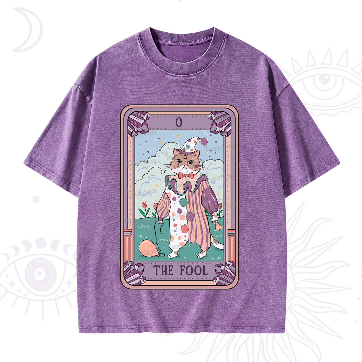 Purplehecate The Fool Tarot Card Washed T-Shirt