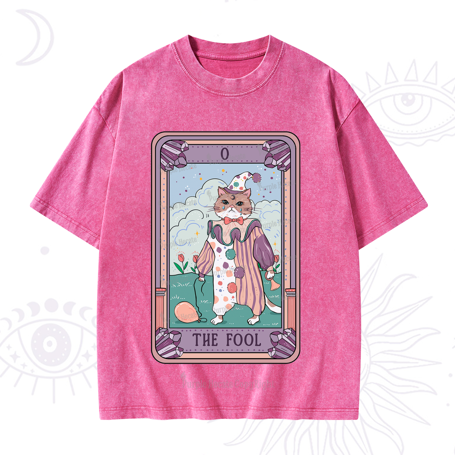Purplehecate The Fool Tarot Card Washed T-Shirt