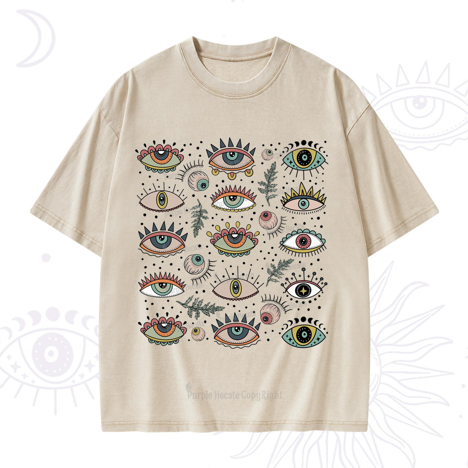 Purplehecate Evil Eye Array Washed T-Shirt