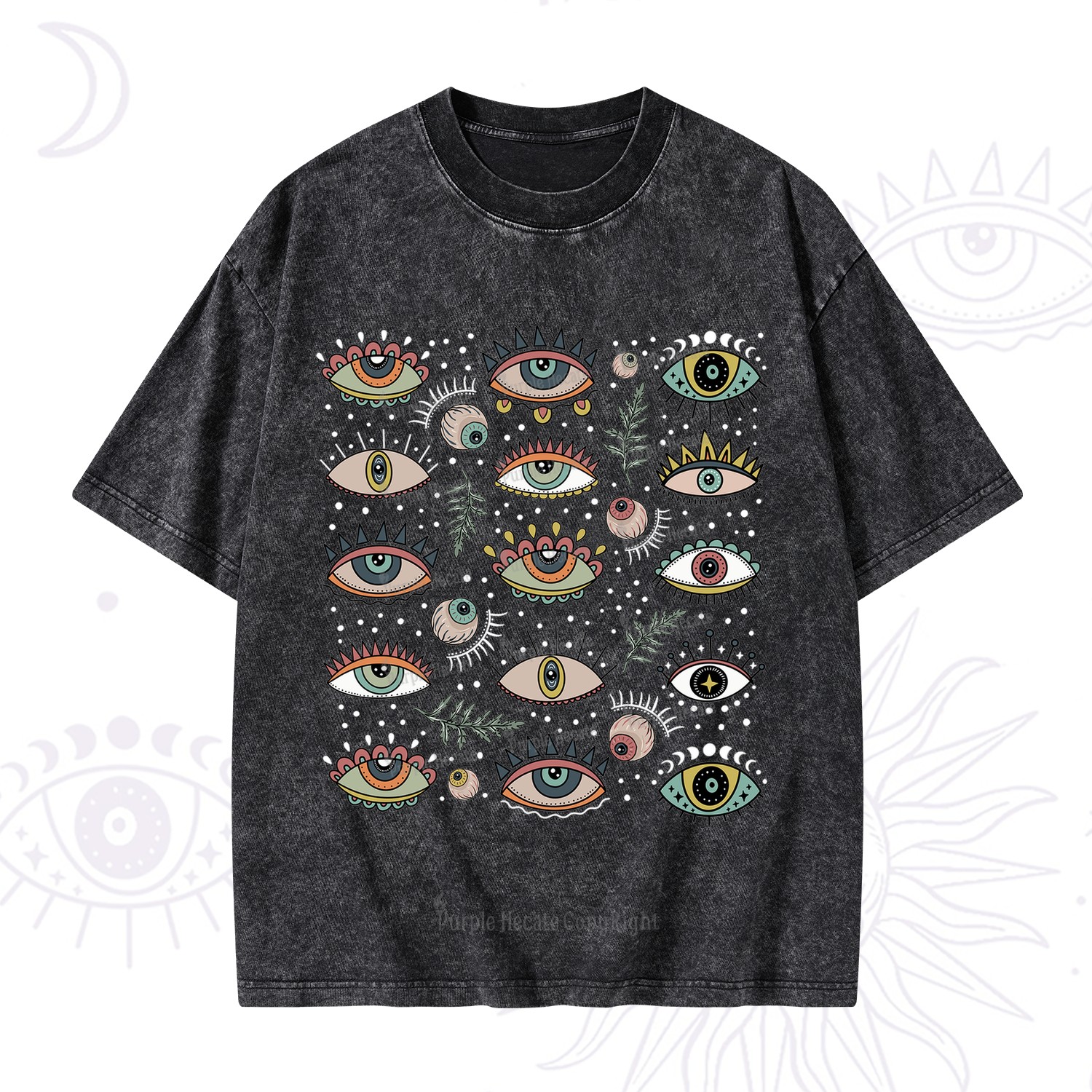 Purplehecate Evil Eye Array Washed T-Shirt