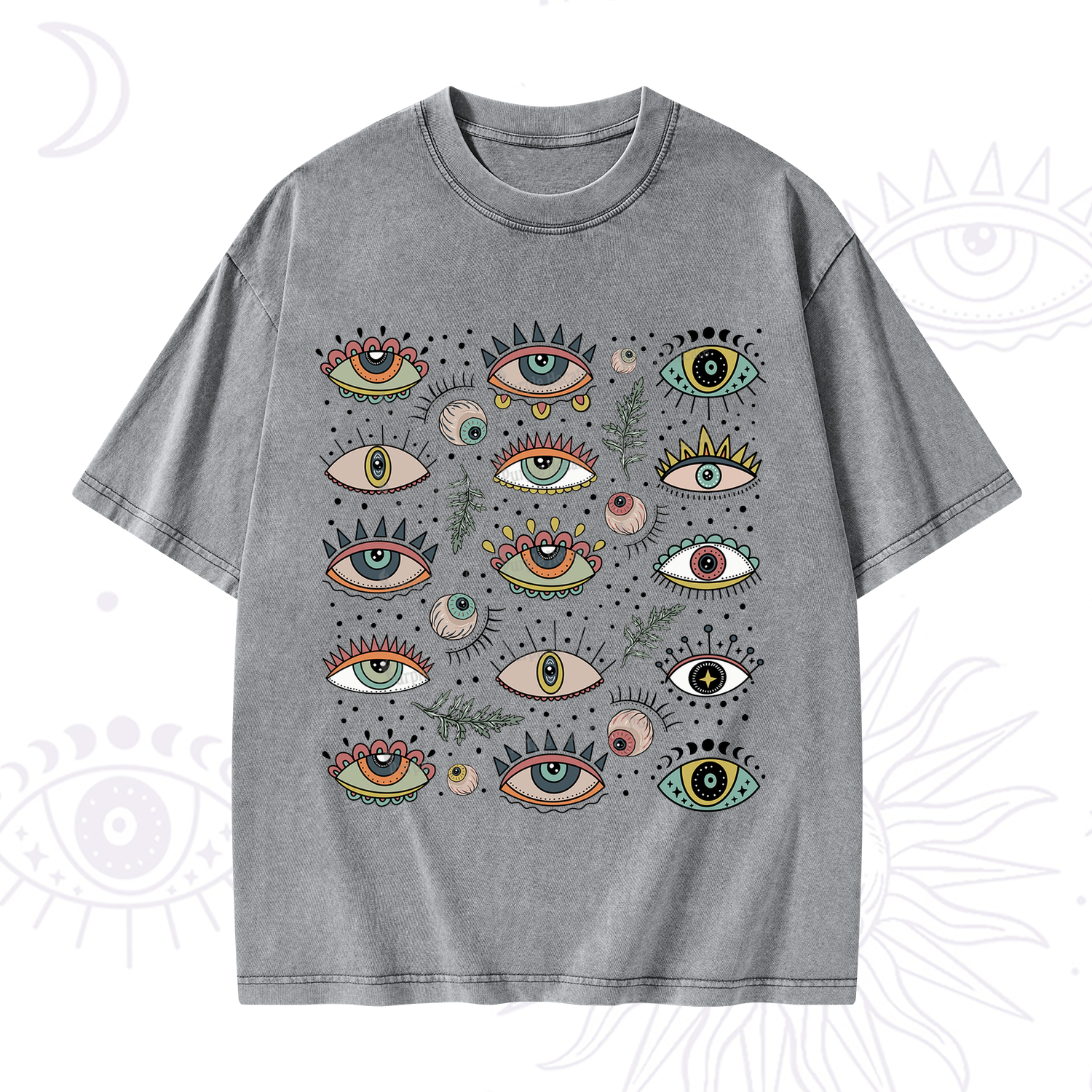 Purplehecate Evil Eye Array Washed T-Shirt