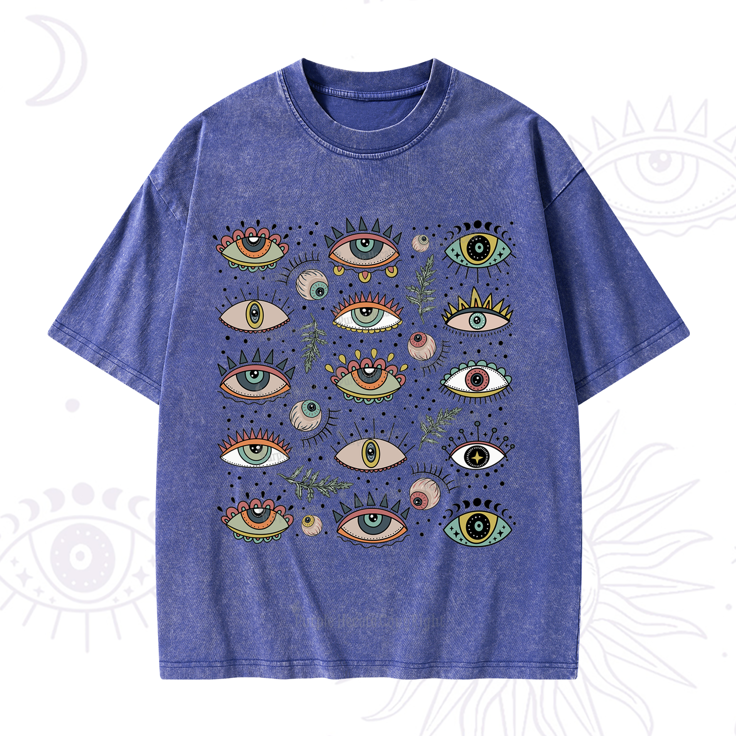 Purplehecate Evil Eye Array Washed T-Shirt