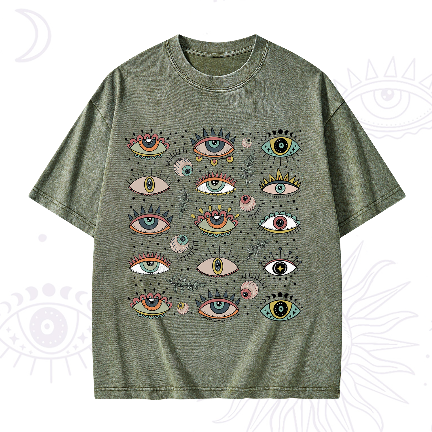 Purplehecate Evil Eye Array Washed T-Shirt