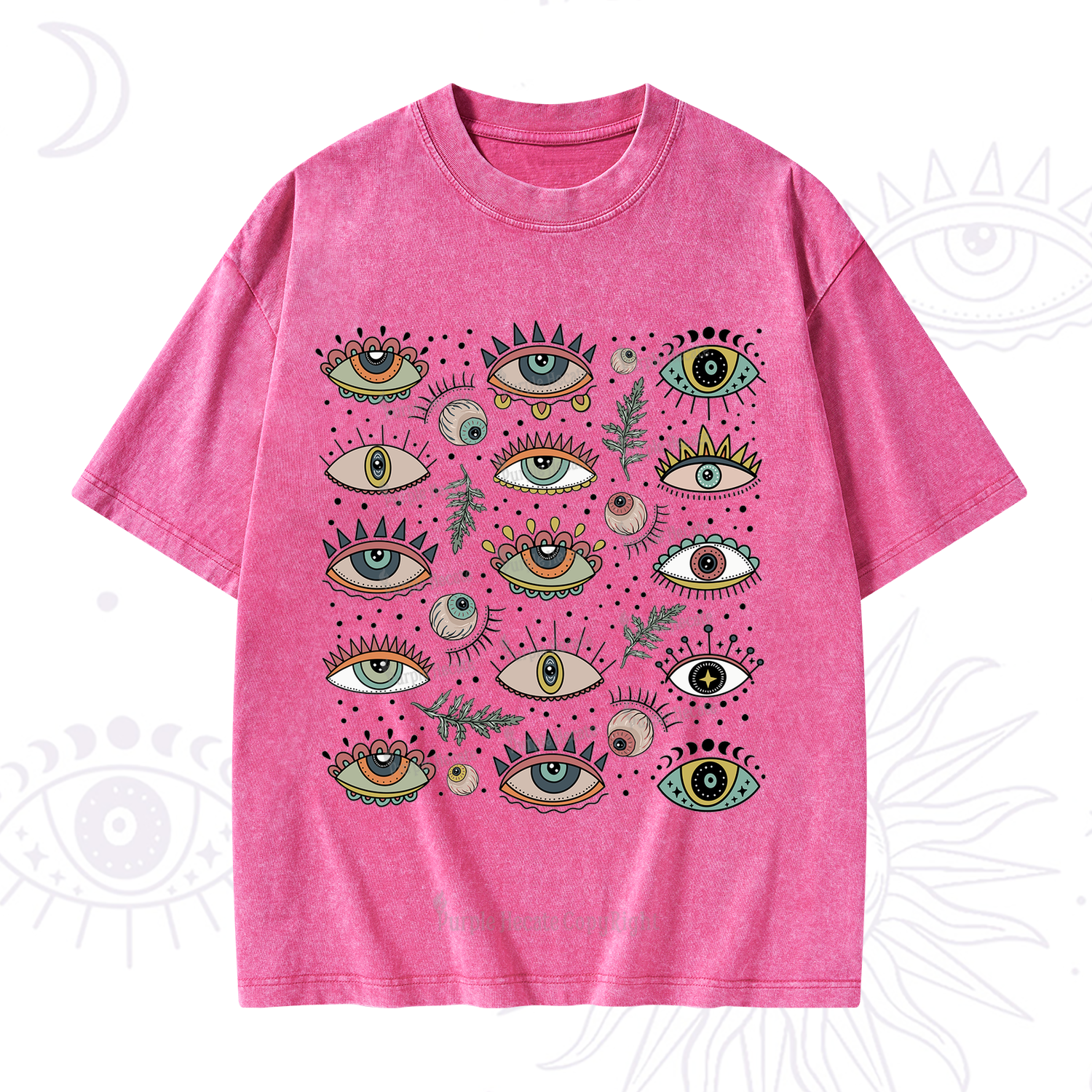 Purplehecate Evil Eye Array Washed T-Shirt