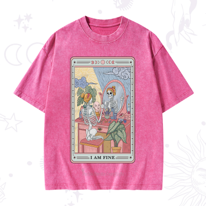 Purplehecate I Am Fine Tarot Card Washed T-Shirt