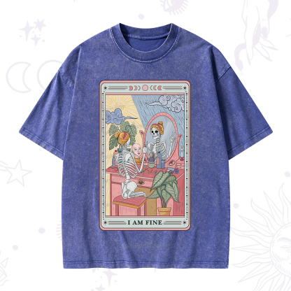 Purplehecate I Am Fine Tarot Card Washed T-Shirt