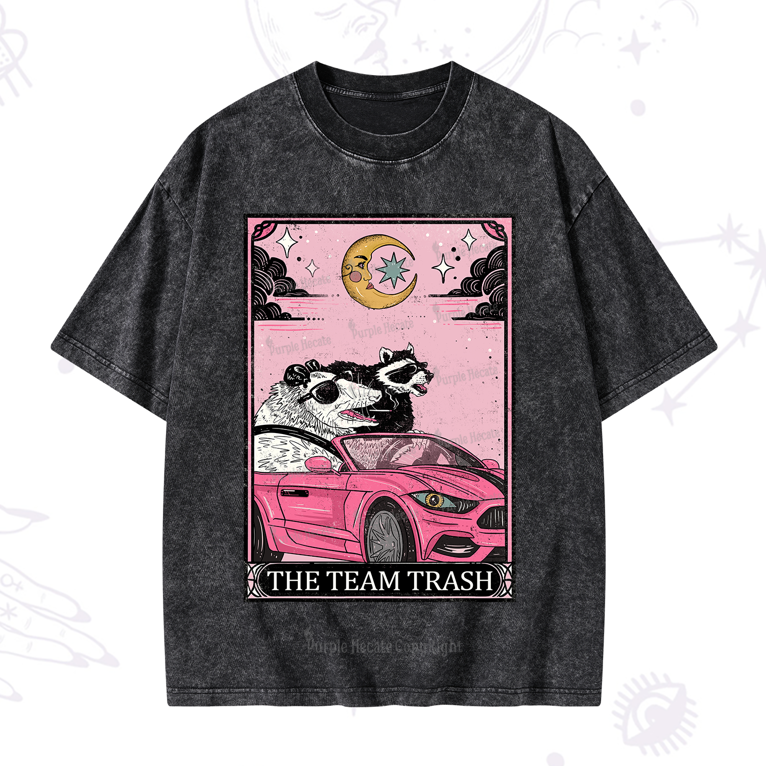 Purplehecate The Team Trash Tarot Card Washed T-Shirt