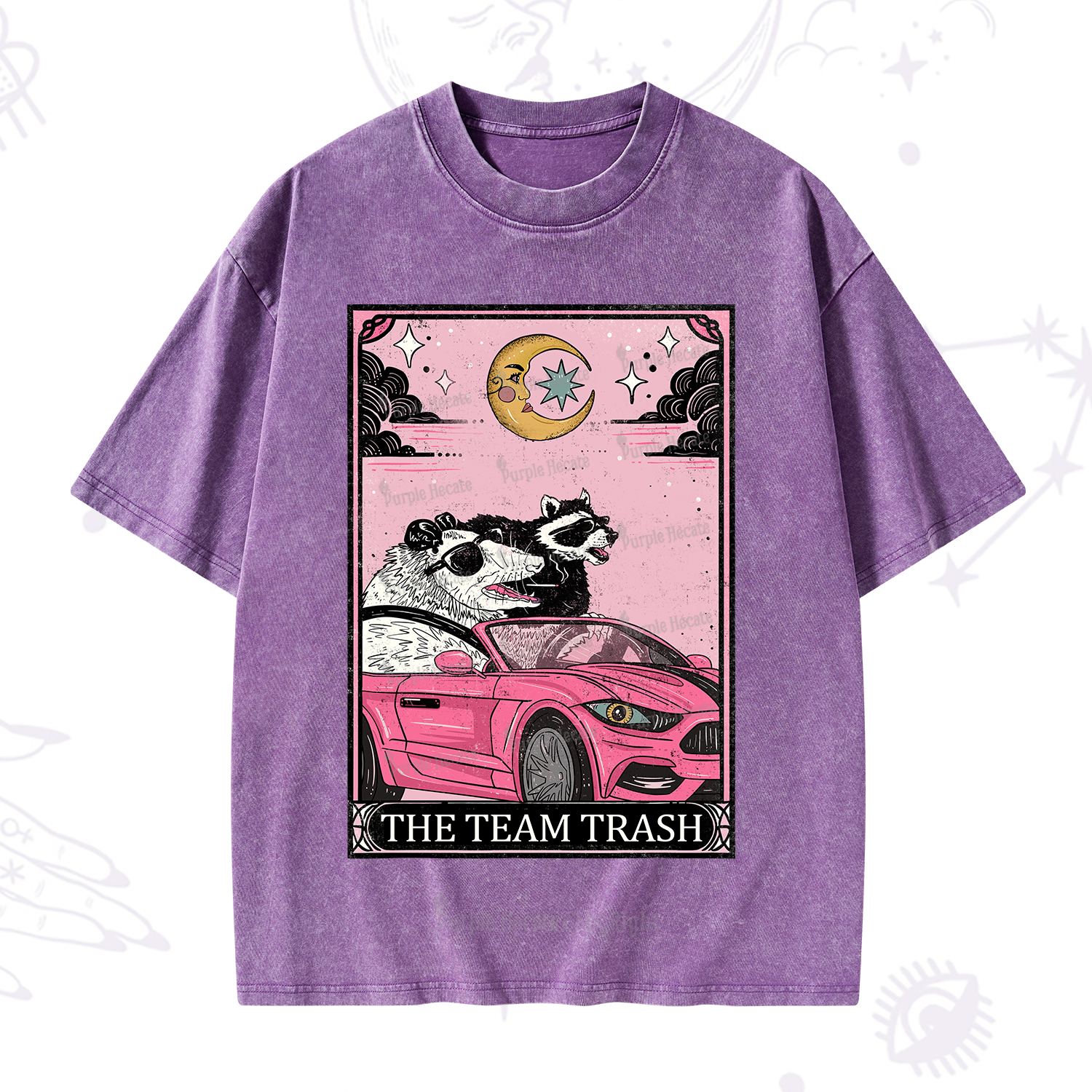 Purplehecate The Team Trash Tarot Card Washed T-Shirt