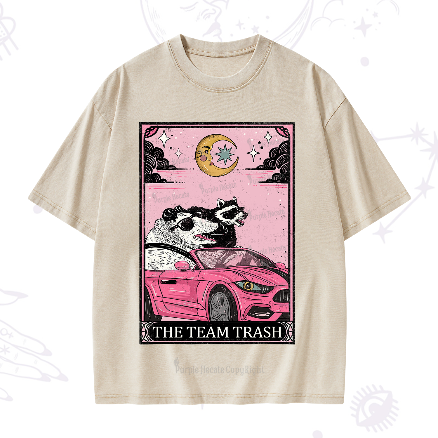 Purplehecate The Team Trash Tarot Card Washed T-Shirt