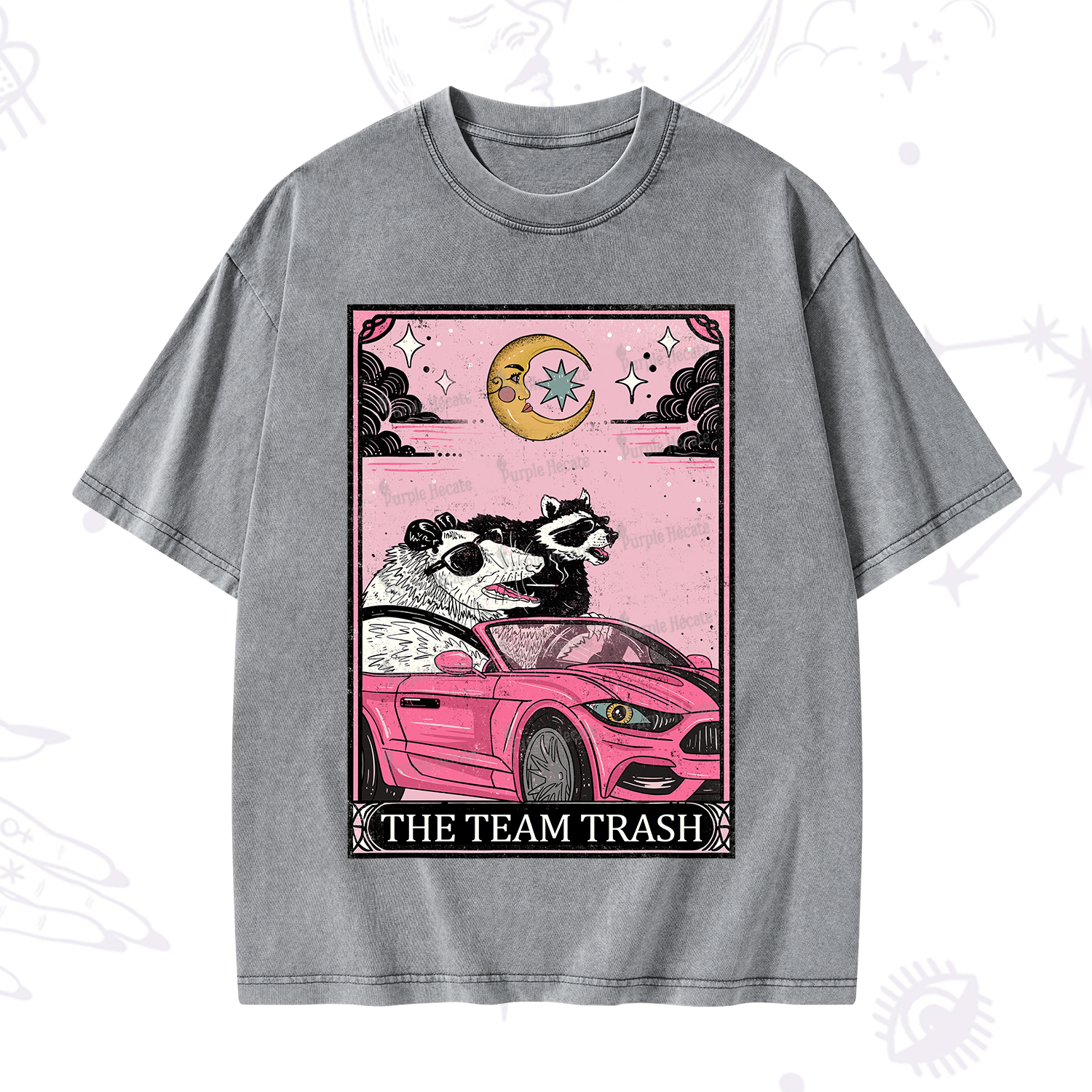 Purplehecate The Team Trash Tarot Card Washed T-Shirt