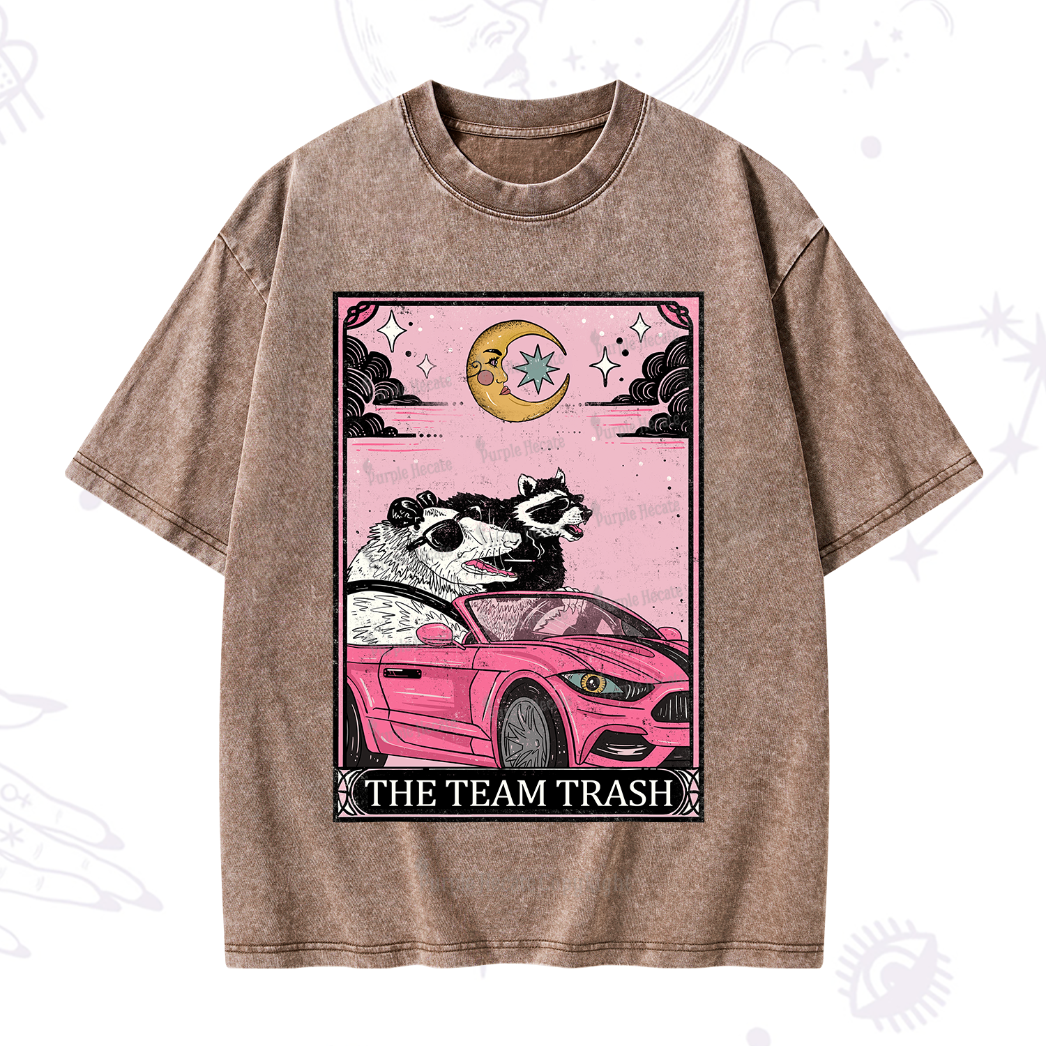 Purplehecate The Team Trash Tarot Card Washed T-Shirt