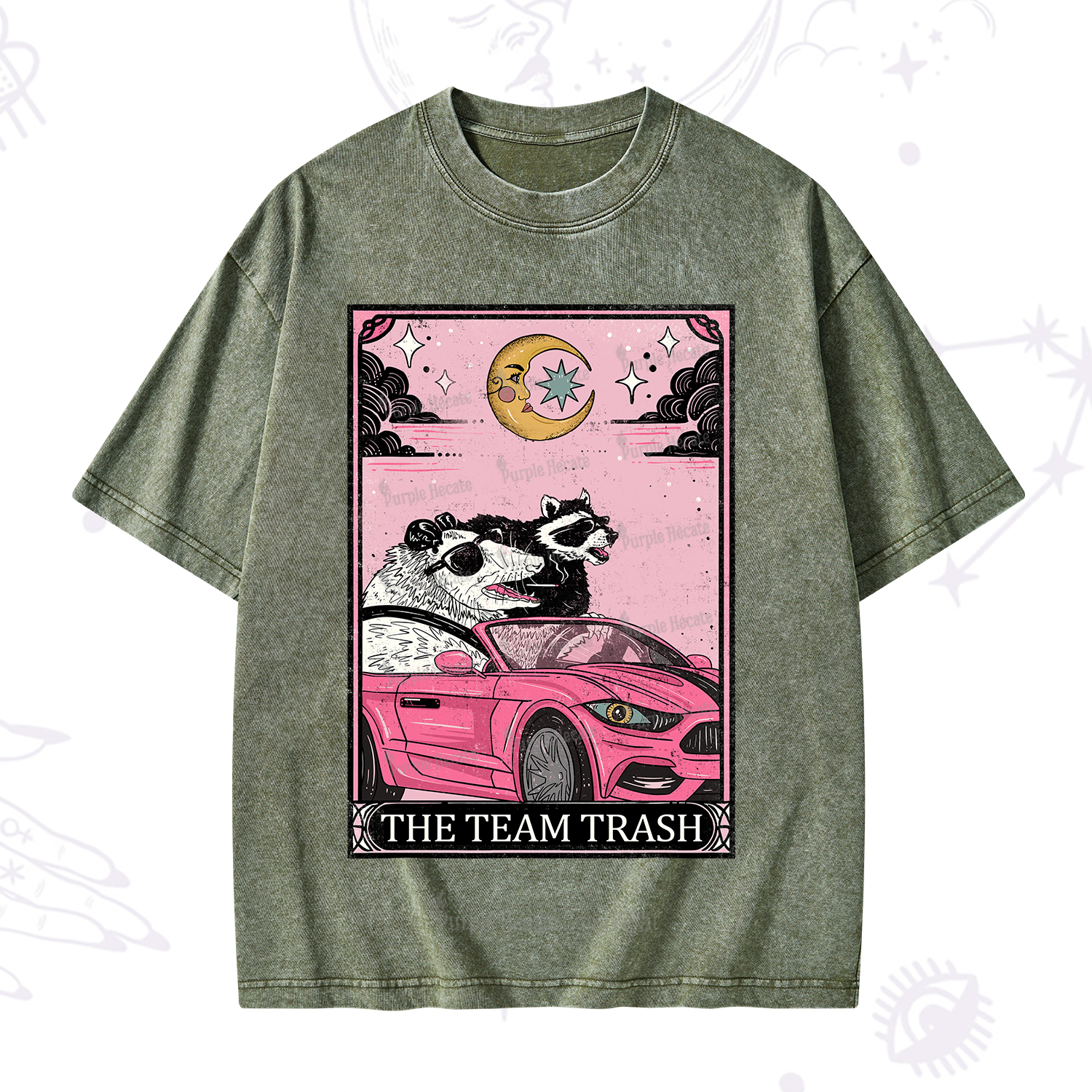 Purplehecate The Team Trash Tarot Card Washed T-Shirt