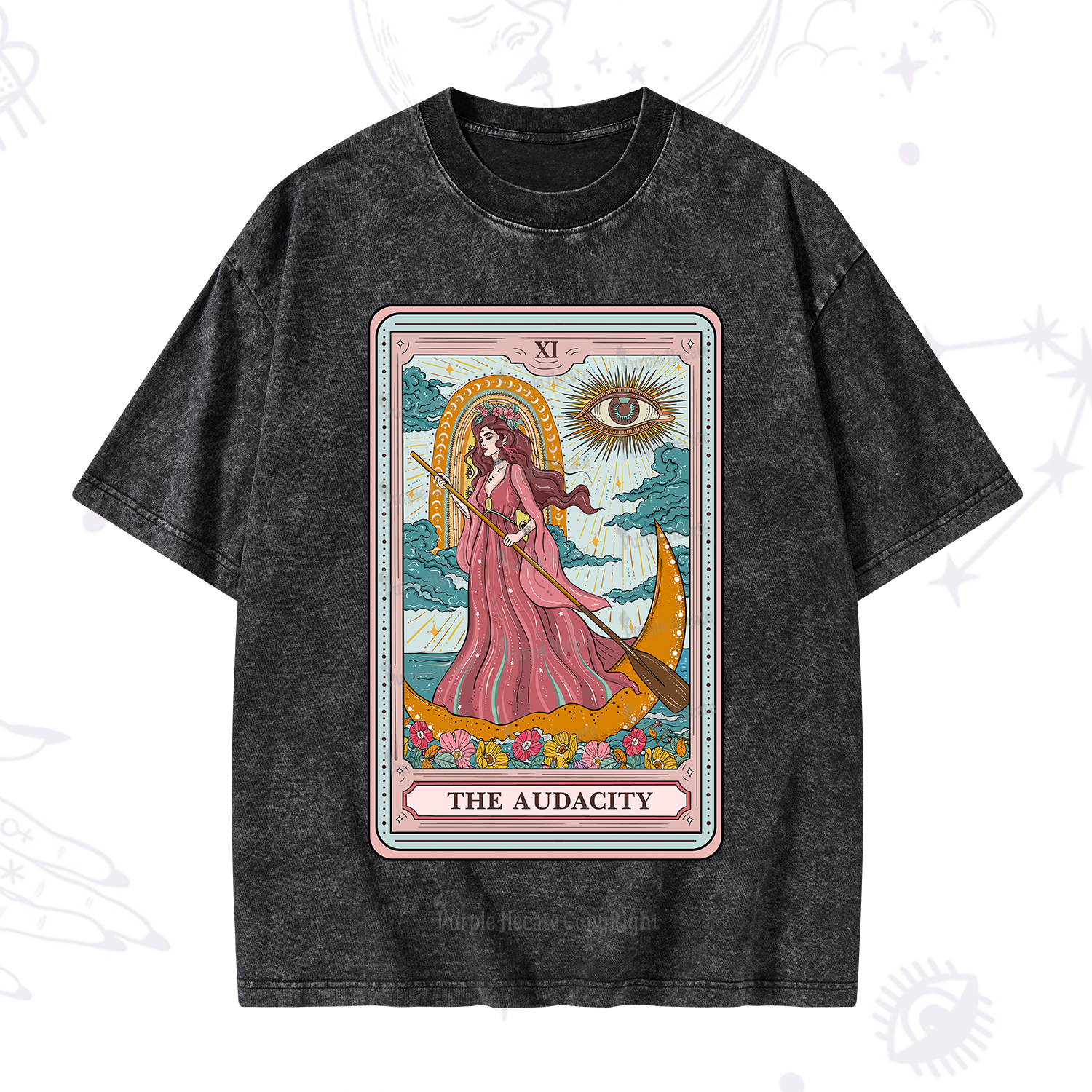 Purplehecate The Audacity Goddess Tarot Washed T-Shirt