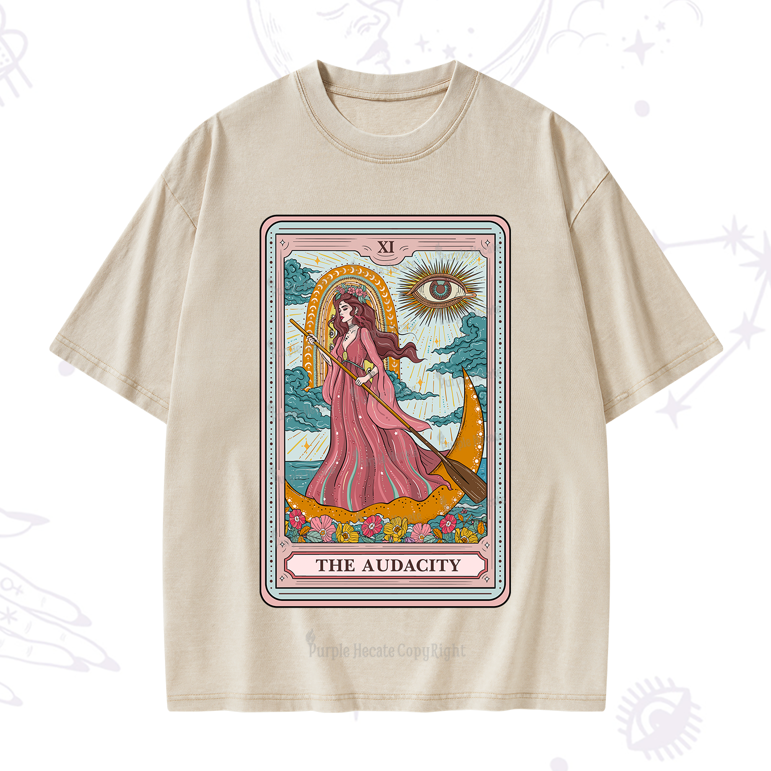 Purplehecate The Audacity Goddess Tarot Washed T-Shirt