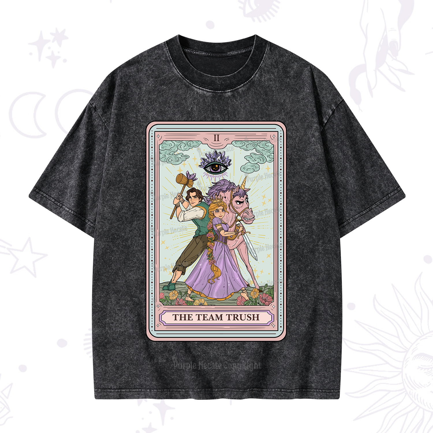 Purplehecate The Team Trush Tarot Card Washed T-Shirt