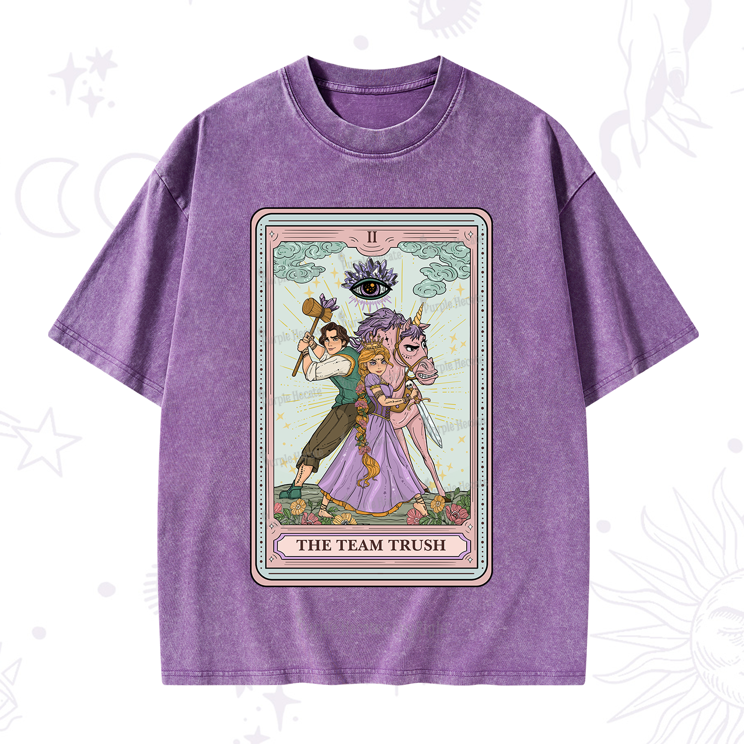 Purplehecate The Team Trush Tarot Card Washed T-Shirt