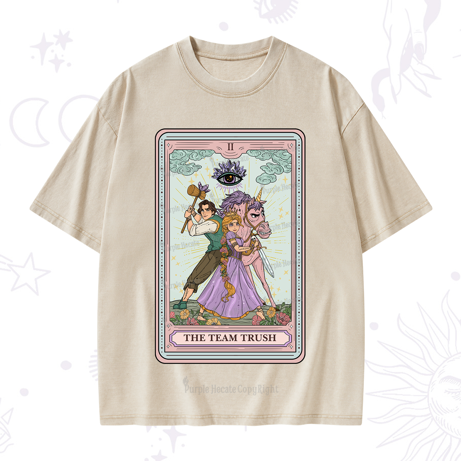 Purplehecate The Team Trush Tarot Card Washed T-Shirt