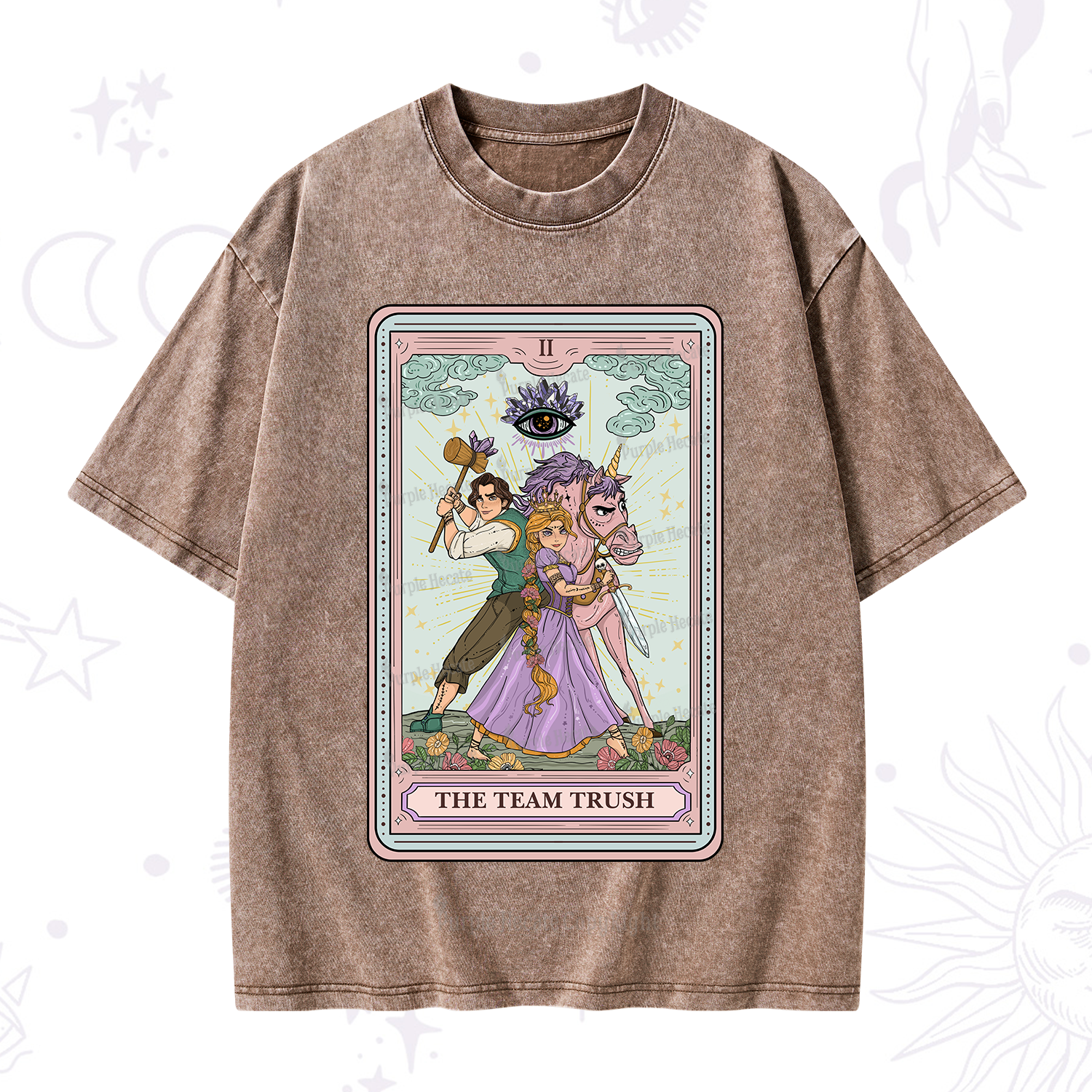 Purplehecate The Team Trush Tarot Card Washed T-Shirt