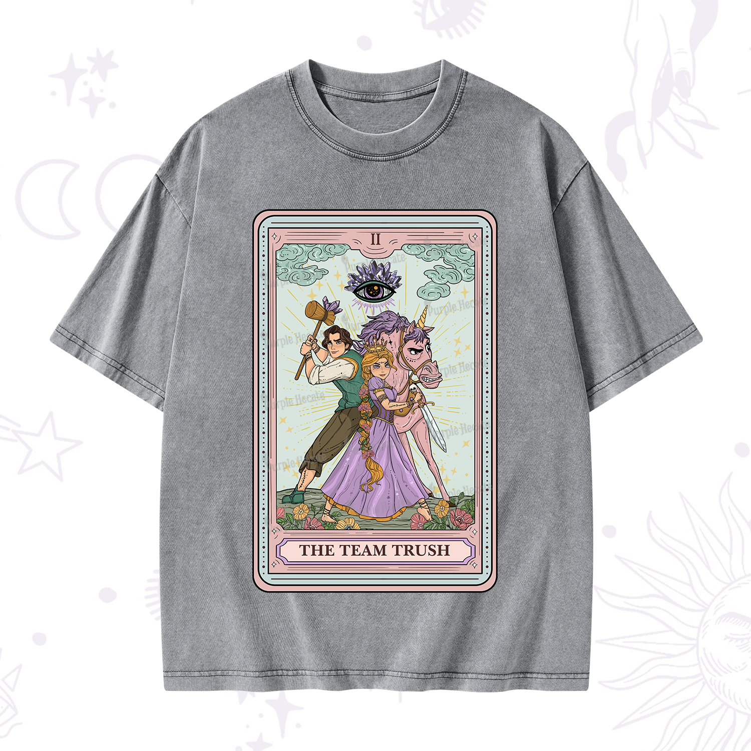 Purplehecate The Team Trush Tarot Card Washed T-Shirt