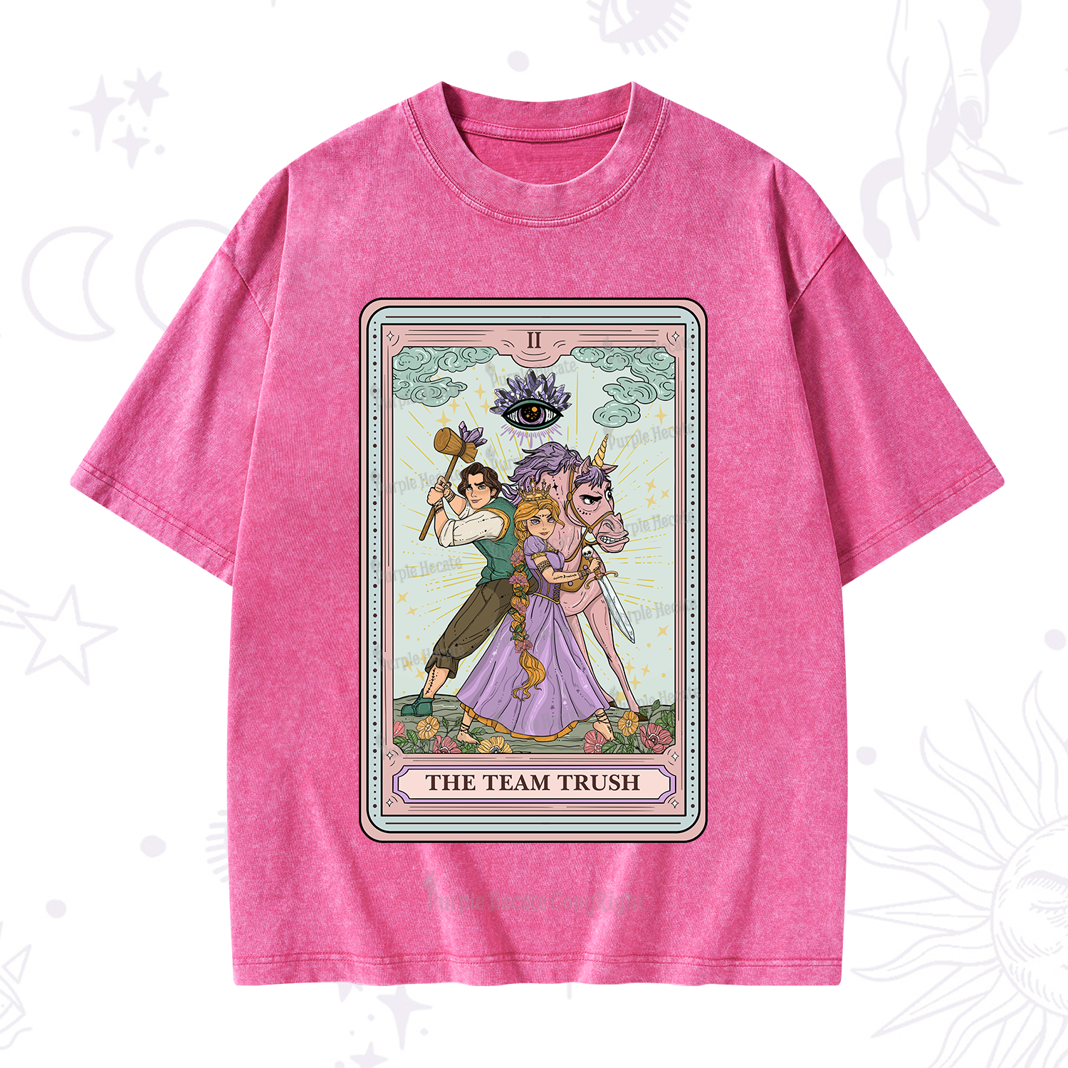 Purplehecate The Team Trush Tarot Card Washed T-Shirt