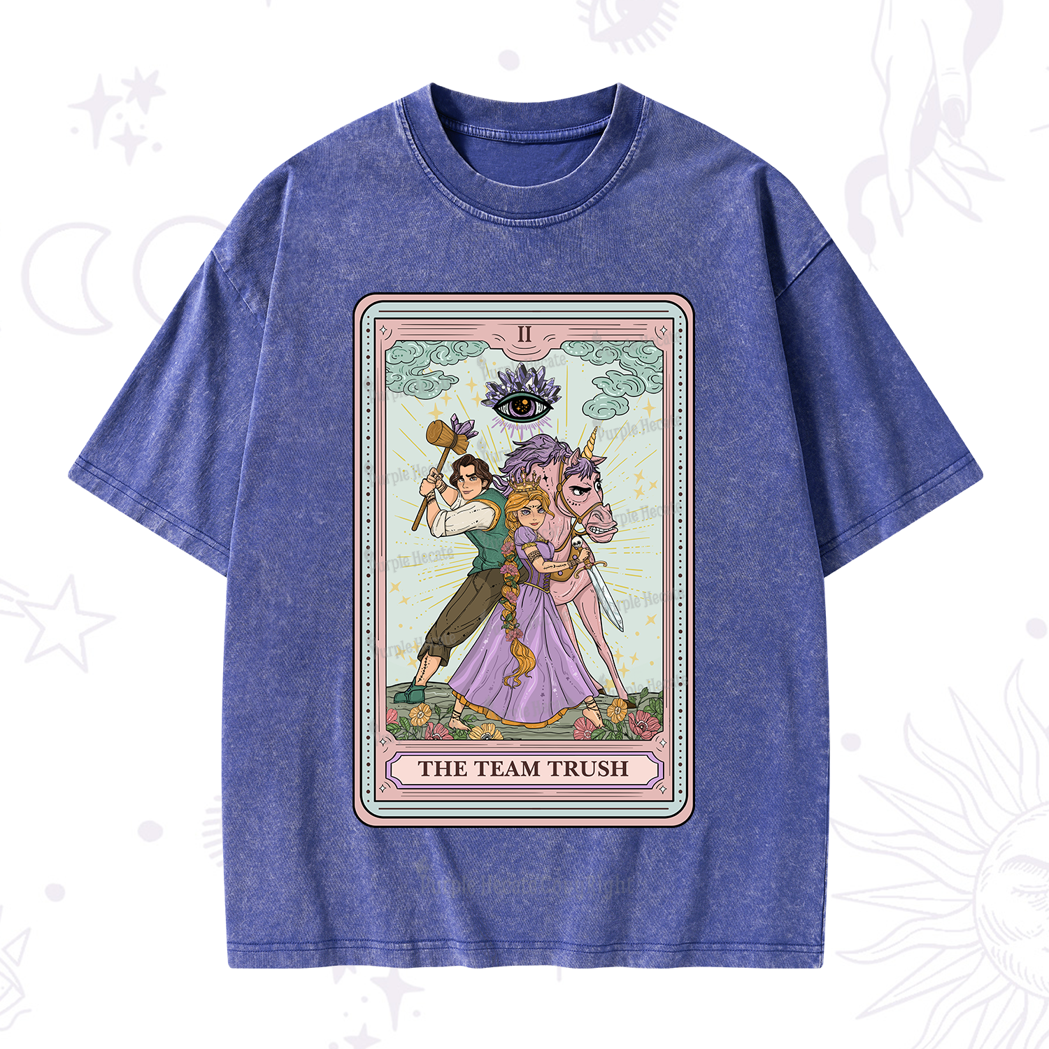 Purplehecate The Team Trush Tarot Card Washed T-Shirt
