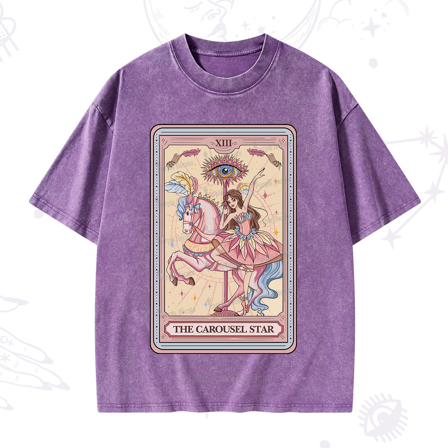 Purplehecate The Carousel Star Tarot Card Washed T-Shirt