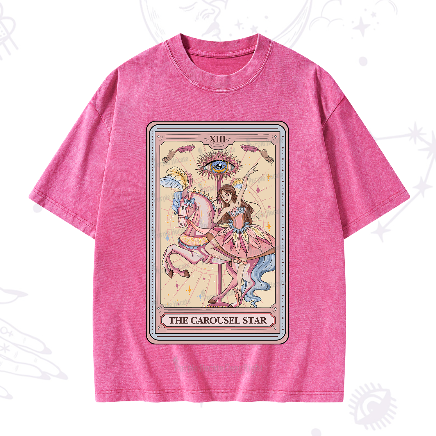 Purplehecate The Carousel Star Tarot Card Washed T-Shirt