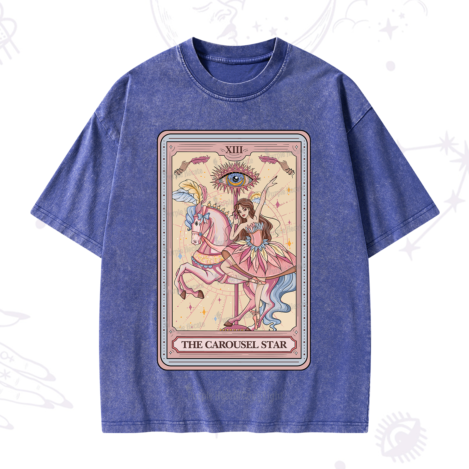 Purplehecate The Carousel Star Tarot Card Washed T-Shirt