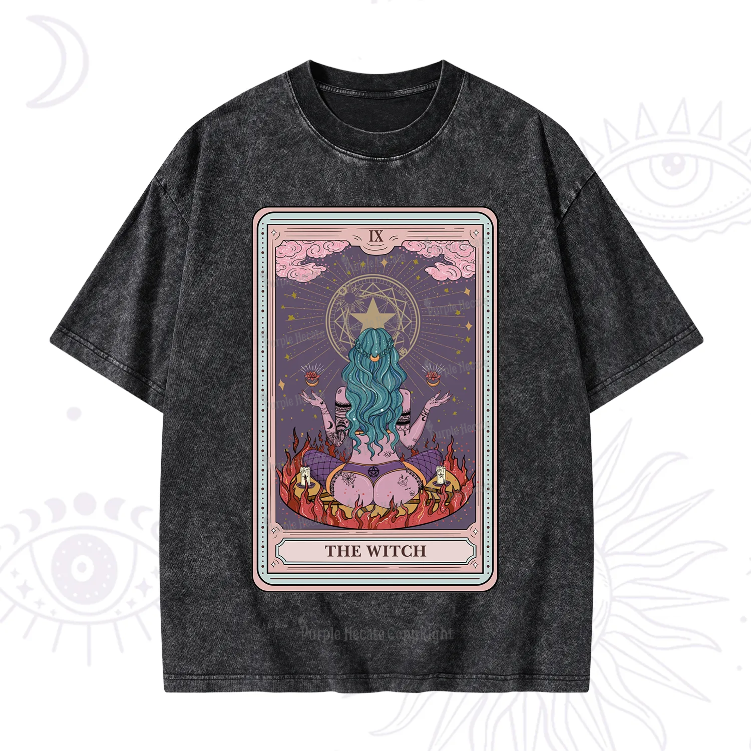 Purplehecate The Witch Tarot Card Washed T-Shirt