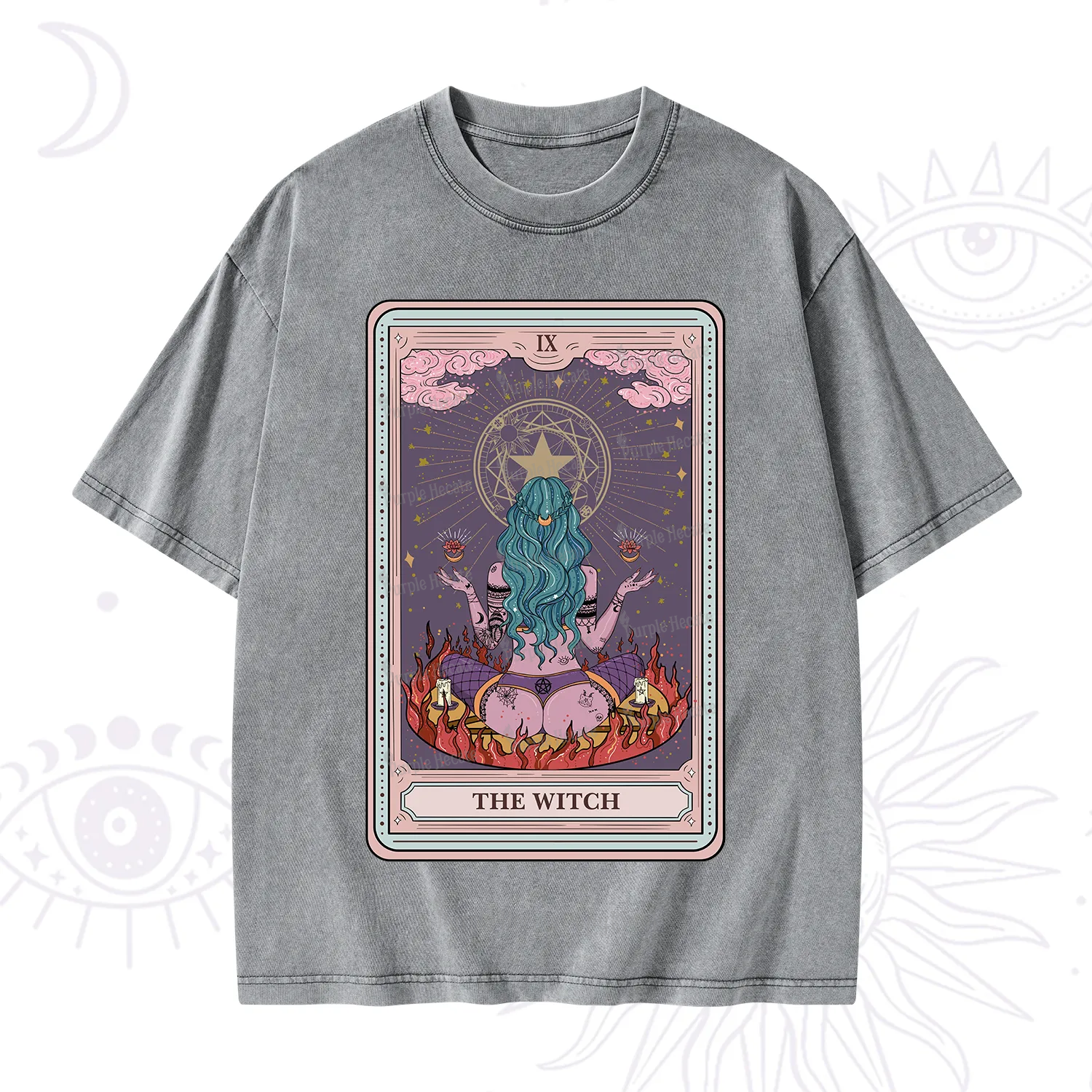 Purplehecate The Witch Tarot Card Washed T-Shirt