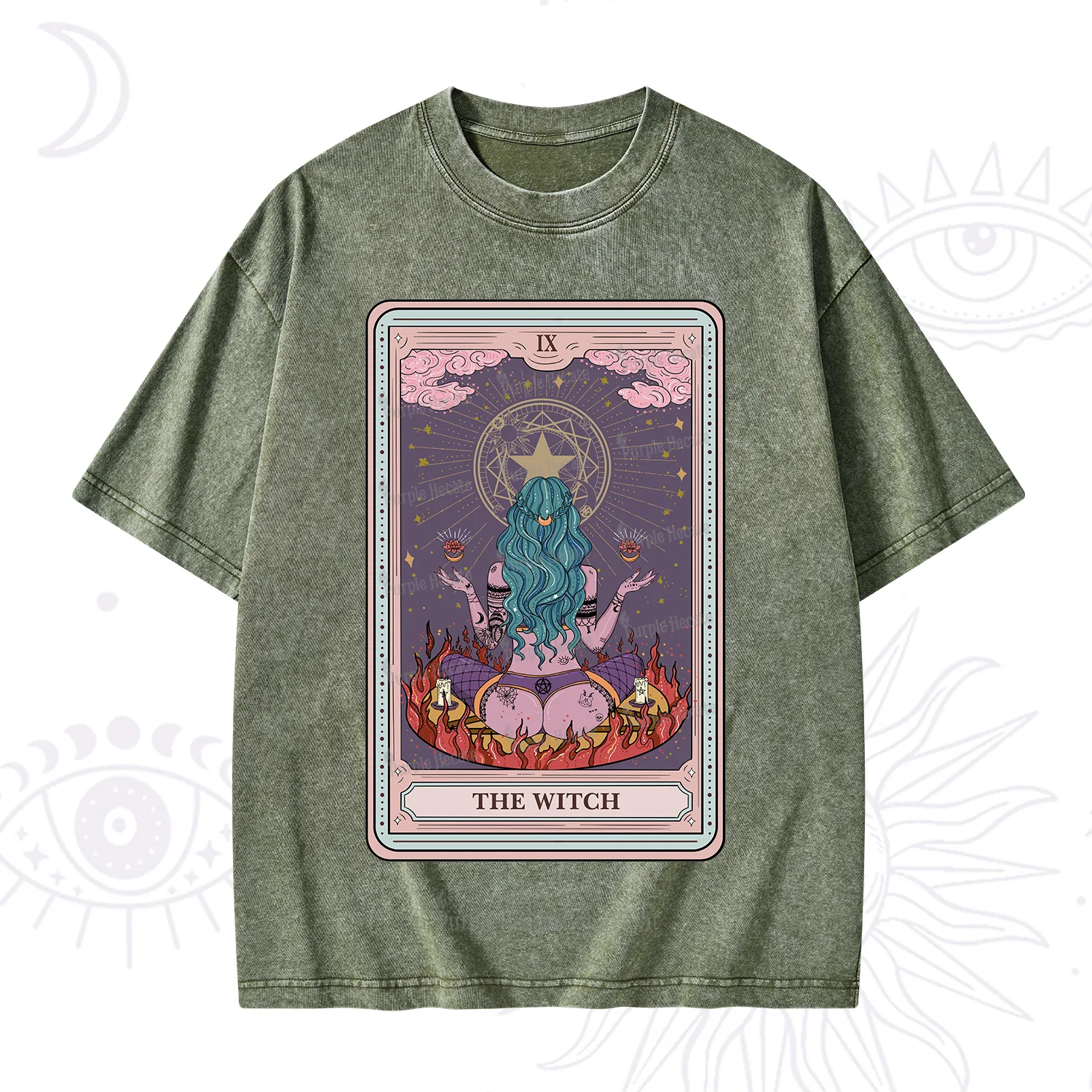 Purplehecate The Witch Tarot Card Washed T-Shirt