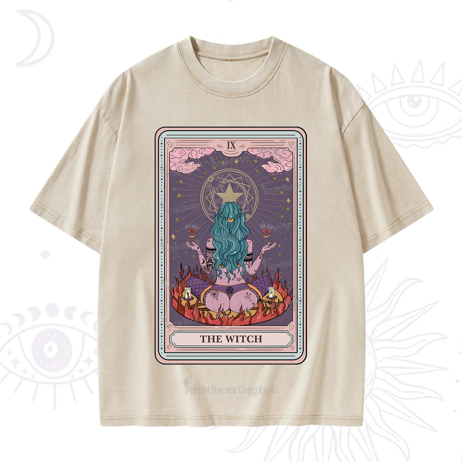 Purplehecate The Witch Tarot Card Washed T-Shirt