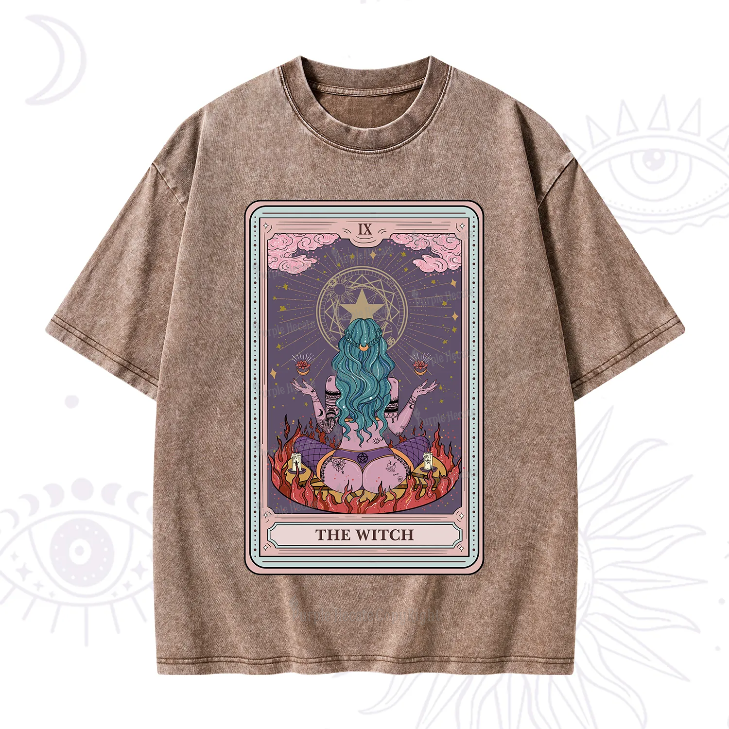 Purplehecate The Witch Tarot Card Washed T-Shirt