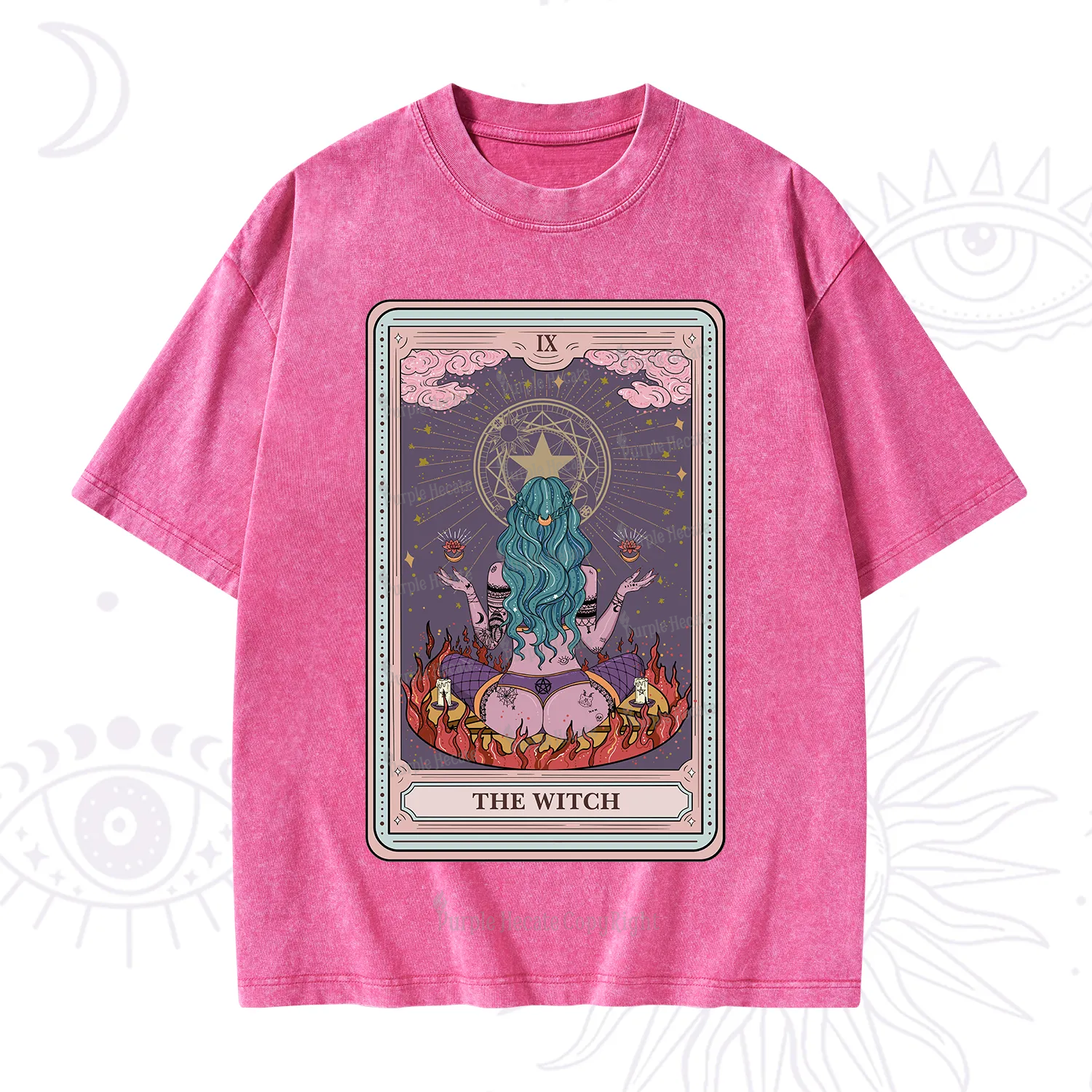 Purplehecate The Witch Tarot Card Washed T-Shirt