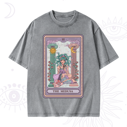 Purplehecate The Fashionable Medusa Tarot Card Washed T-Shirt