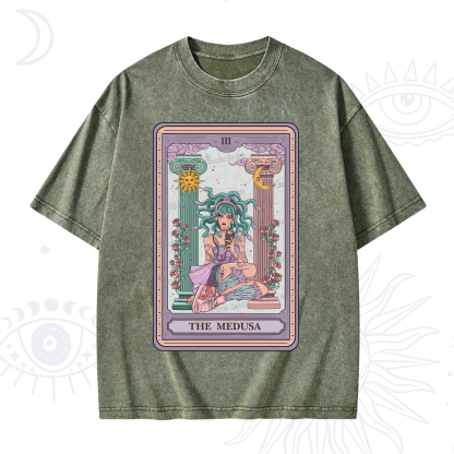 Purplehecate The Fashionable Medusa Tarot Card Washed T-Shirt
