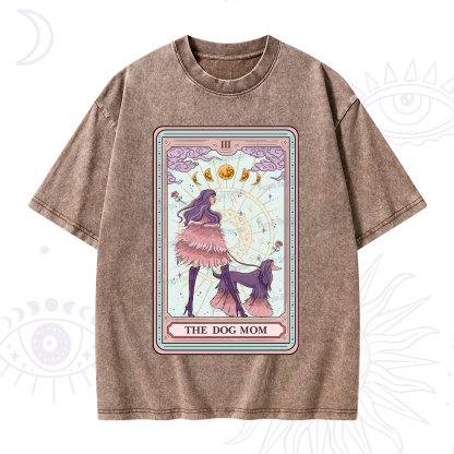 Purplehecate The Fashionable Dog Mom Tarot Card Washed T-Shirt