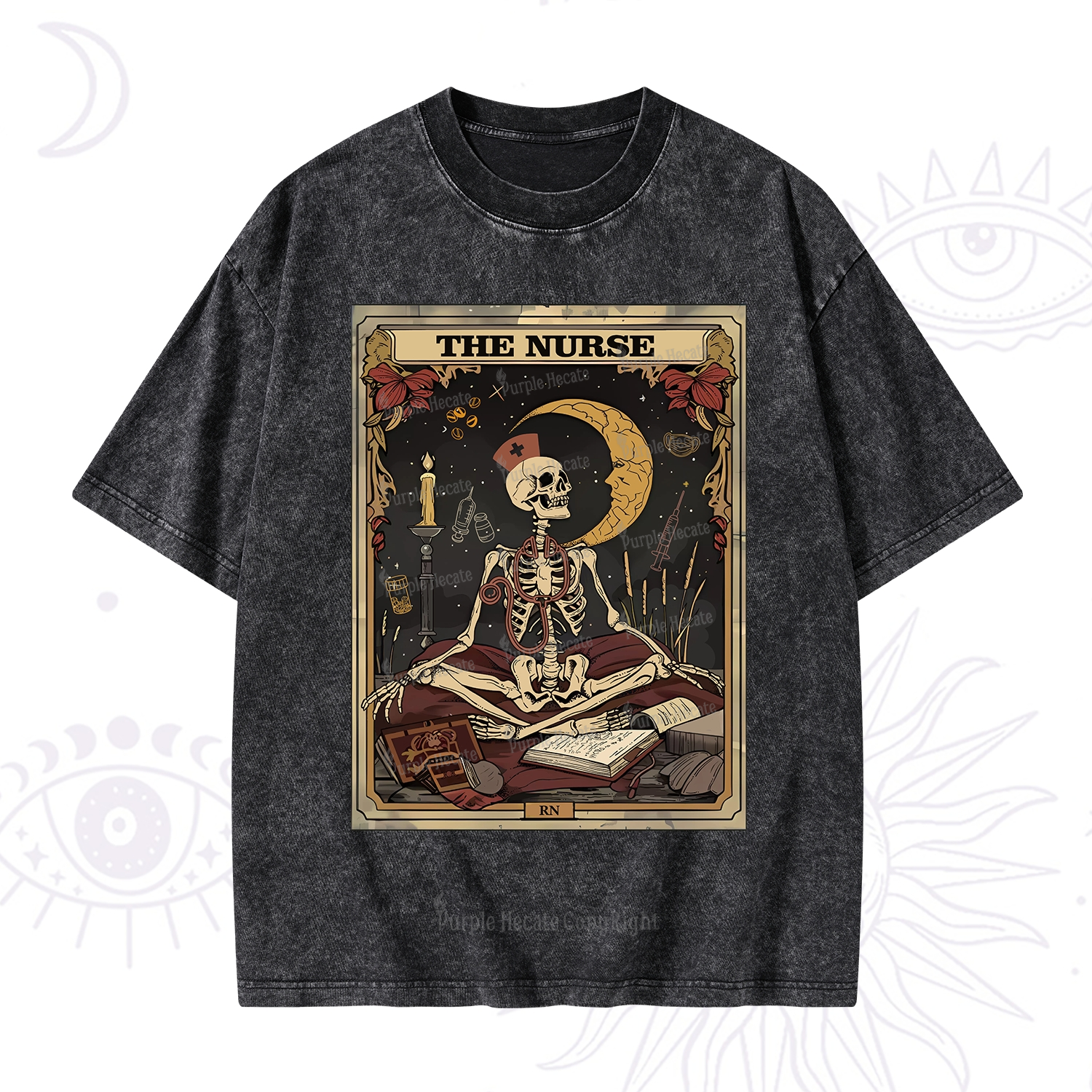 Purplehecate the nurse Tarot Card Washed T-Shirt