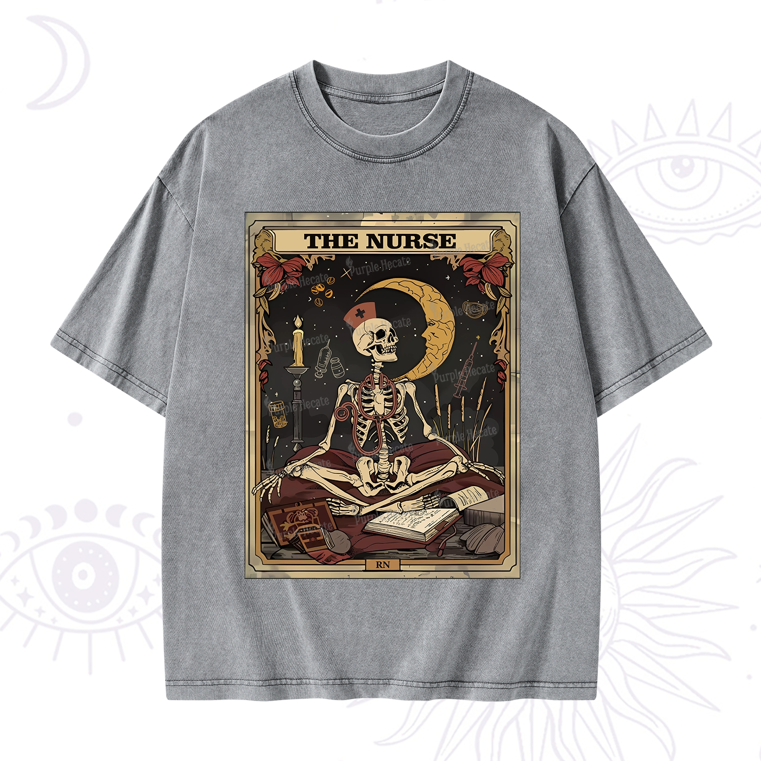 Purplehecate the nurse Tarot Card Washed T-Shirt